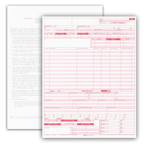 NextDayLabels - UB-04 (CMS 1450) Health Hospital Insurance Claim Form, Laser 8-1/2 x 11 500 Per Pack