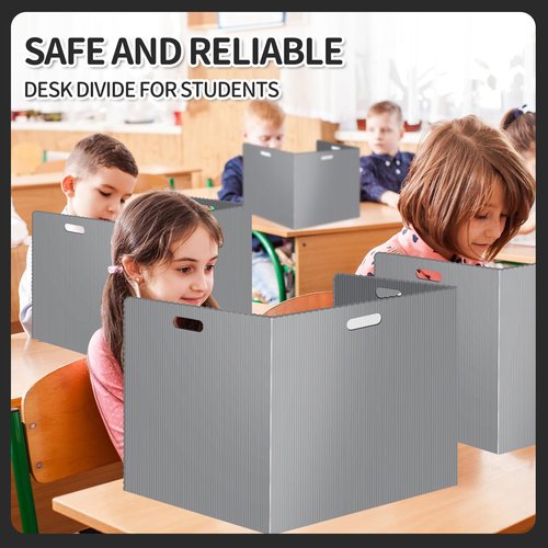 24 Pcs Desk Dividers for Students Plastic Durable and Waterproof Privacy Folders Shields Test Dividers with Classroom Privacy Boards for School Study Teacher Supplies (24pcs Grey)