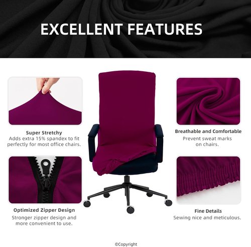 DIVA EN CAMINO DEC Stretchable Office Chair Cover - Durable Zipper & Soft Slipcover for Computer Chair