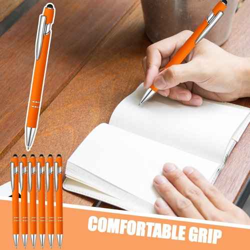 100 Pcs Ballpoint Pen with Stylus 2 in 1 Ballpoint Pen for Touch Screens, 2 in 1 Thank You Pen Gift for Colleagues, Coworker, Office (Orange)