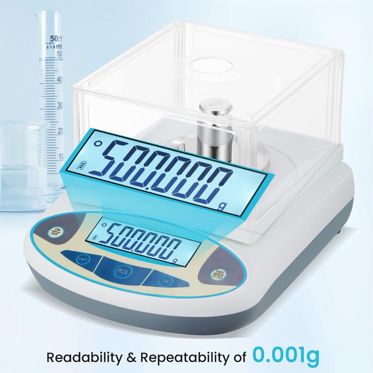 BAOSHISHAN 500g/0.001g Lab Scale Precision 1mg Analytical Electronic Balance Lab Balance for Micro Weighing (500g/1mg)