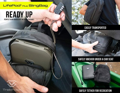 VAULTEK LifePod + SlingBag Bundle Secure Waterproof Travel Case Rugged Electronic Lock Box Travel Organizer Portable Handgun Case with Backlit Keypad