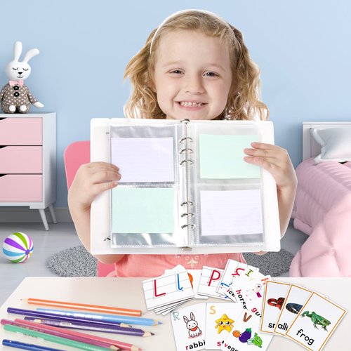 SHANGRLA 3x5 Index Card Holder Binder - Card Organizer for Note Cards, Flash Cards, and Recipe Cards, 90 Card Sleeves - Stores up to 180 Index Cards, Indexcard Notecard Storage Solution