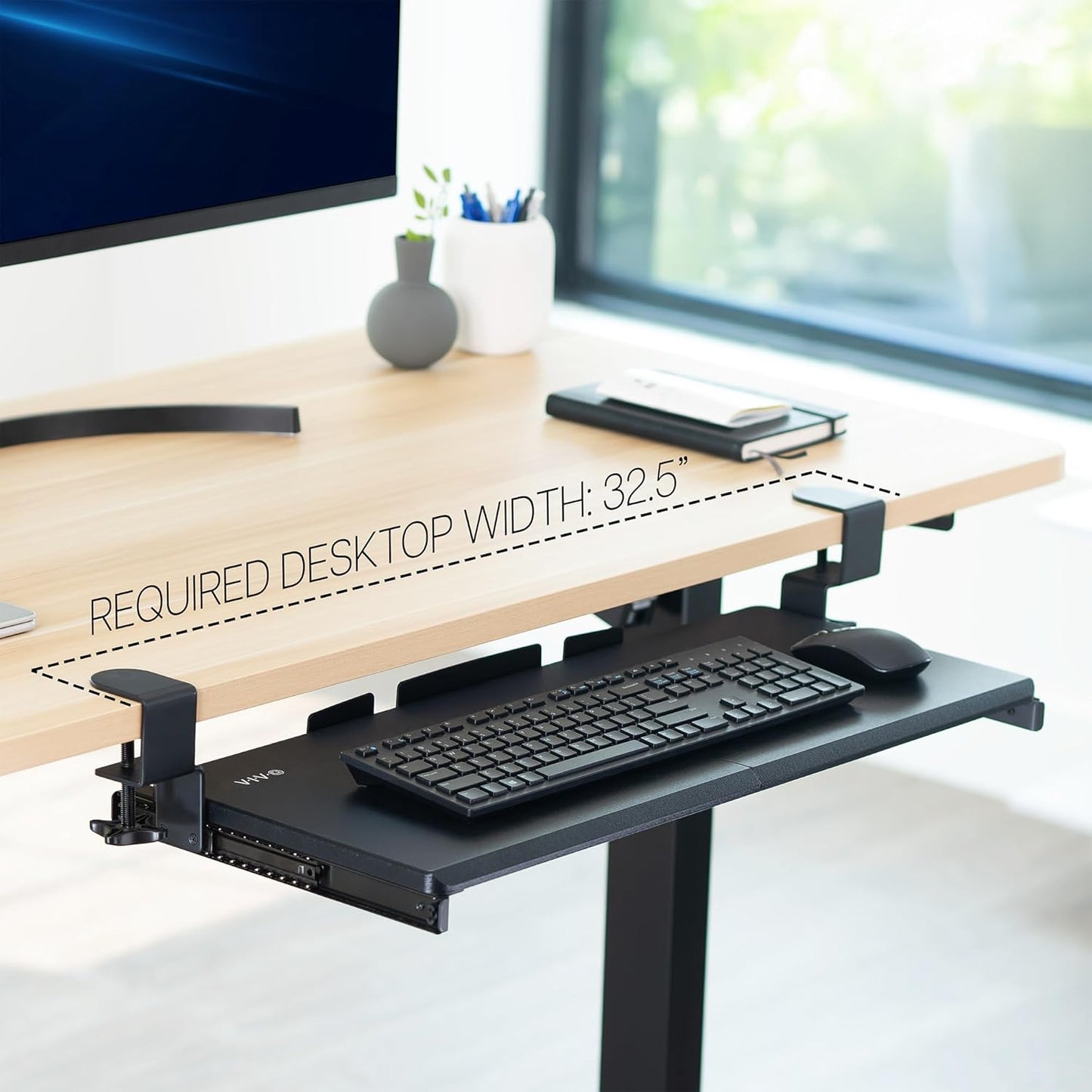 VIVO Large Keyboard Tray - Sturdy Under Desk Pull-Out Platform with C Clamp Mount | 27 x 11 Inch, Black