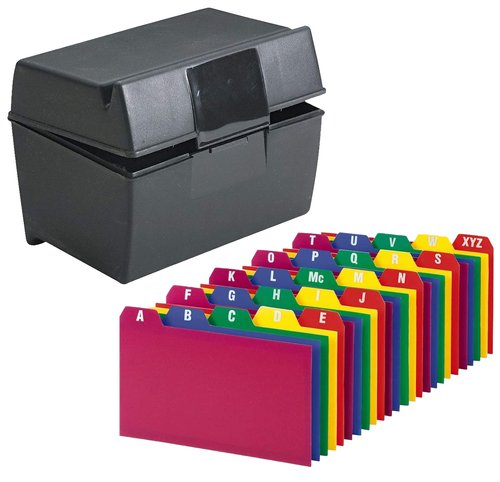 Manaloom Index Card Holder, Index Cards Storage Box Holds Up To 300 4x6” Cards, With Poly Card Guides A-Z, 4x6 Inch - Value Pack