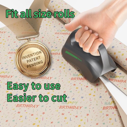 2 Pack Wrapping Paper Cutter with 3 Replaceable Blades,Gift Wrap Cutter Tool for Holiday, Slider Wrap for Wrapping Paper Cutting Roll Style for Christmas
