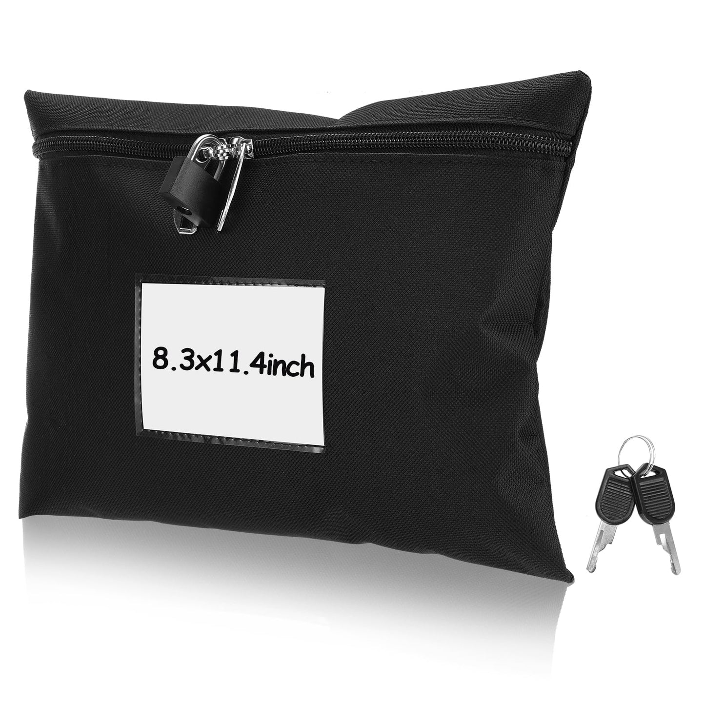 Black Cash Bag with Lock and 2 Keys Money Bag For Cash With Lock 11.4 * 8.3inch Money Bank Deposit Bag With Zipper For Business Personal