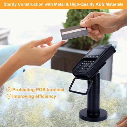 CRIZISTON POS Terminal Stand for Ingenico Lane/3000/3600/7000/8000, Point of Sale Square Card Reader Terminal Holder, Tilt & Swivel Metal POS Stand with Installation Tools, Screw-in & Adhesive, Black