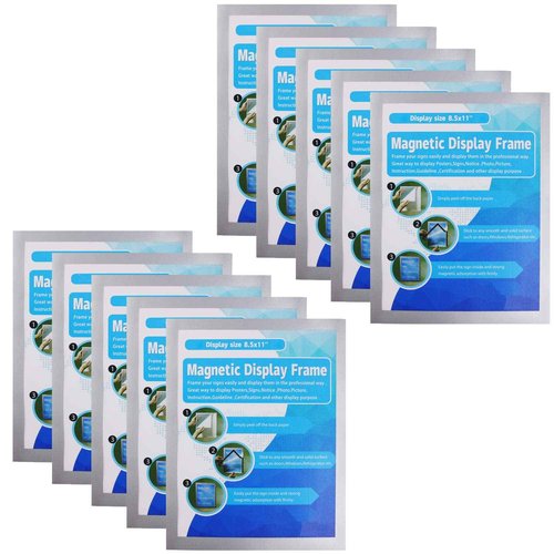 MFoffice Self-Adhesive Magnetic Document Sign Holder 8.5X11'',Silver,Pack of 10