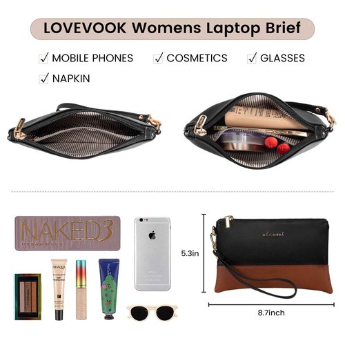 LOVEVOOK Laptop Bag for Women 17.3 Inch Laptop Tote Work Bags Professional Leather Computer Briefcase Waterproof Handbag Shoulder Large Capacity Business Teacher Office Crossbody Purse