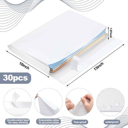 Affrolling 30 Pcs 10 x 13 Inch Expandable Envelopes Large Mailer Tear Resistant Envelopes Waterproof Booklet Expansion Mailer for Home Office Business Storage Organizing, Photos, Documents
