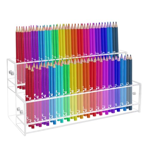 96-Slots Pen Holder for Craft Shows,2-Tier Acrylic Pen Display Stand Holders for Vendors,12mm Beadable Pens Display Beaded Pens Organizer Paint Brush Storage Makeup Brush Rack for School Essentials