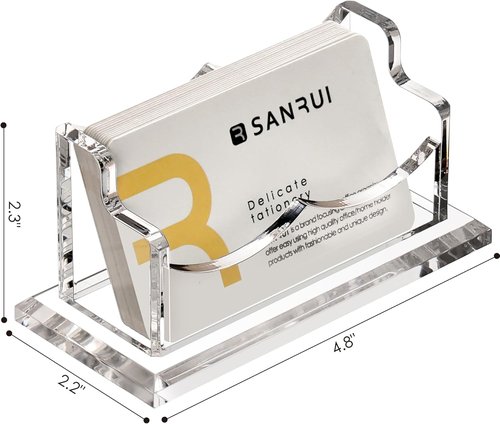 SANRUI Clear Acrylic Business Card Holder - Desk Organizer with 60 Card Capacity | 1 Tier Display Stand