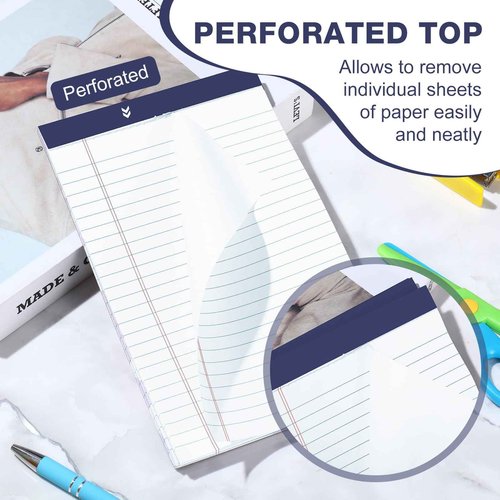 Ctosree 5x8 Legal Pads 36 Pcs Notebook Small Note Pads 65 GSM Paper College Ruled Legal Pad with Perforated Top 30 Sheets Per Writing Pad Mini Notepads Office Notepads Bulk for Office Supplies(Blue)