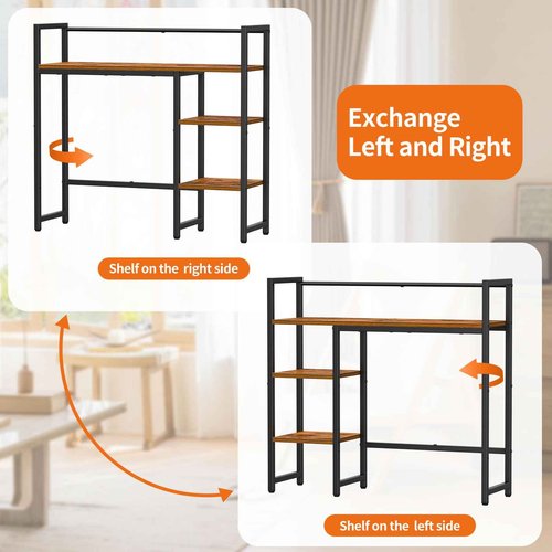 Snughome Desk Shelf, 31.9" Desktop Organizer Shelf, Desk Hutch for Computer Monitor, 4 Tier Desktop Display Rack, Wood Desktop Bookshelf Storage Rack for Home Office Dorm, Rustic Brown