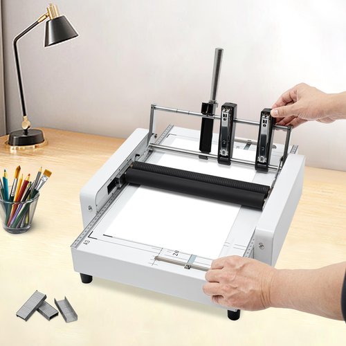 Automatic Booklet Maker Machine, Max 11.7" × 16.5" Paper Folding and Binding Machine Book Stapler Saddle Stitch Booklet Folder Stapler Stapling Machine for Homes, Schools, Churches