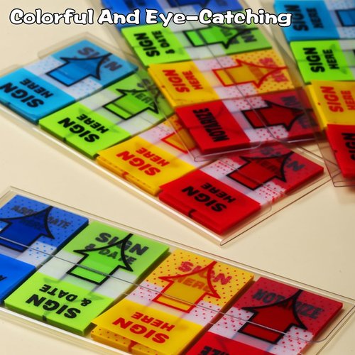 16 Pack 1600 Pieces Sign Here Tabs Sign Here Stickers Sign Here Flags Sign Here Notarize Initial Here Sign and Date for Office School Notebook Annotating Books Notary Books