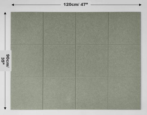 Regine Switzerland Felt Bulletin Board - Large Sage Green Pin Board for Office & Classroom | 12-Pack Wall Tiles