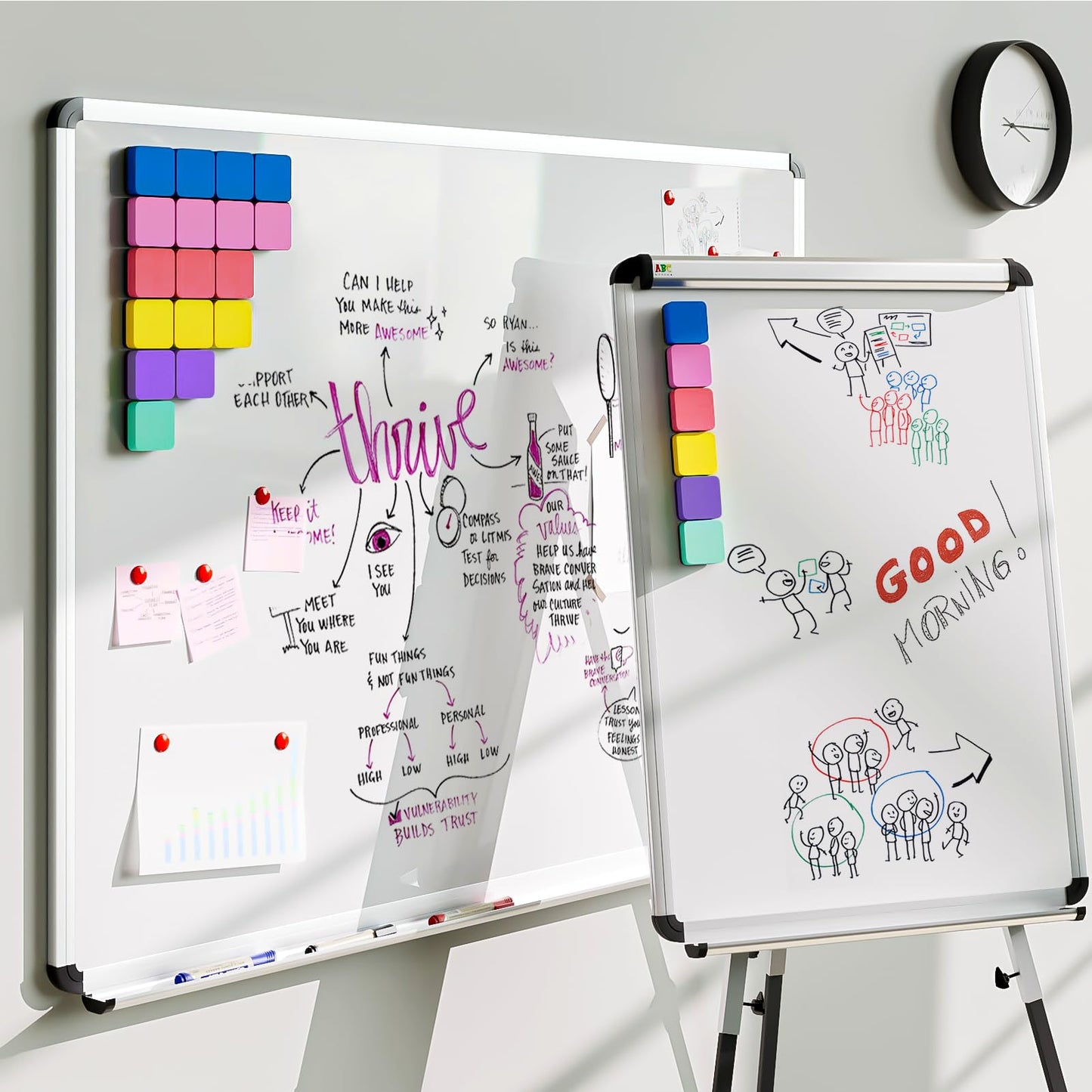 MaxGear Dry Erase Erasers, 24 Pack Magnetic Whiteboard Erasers, 6 Colors