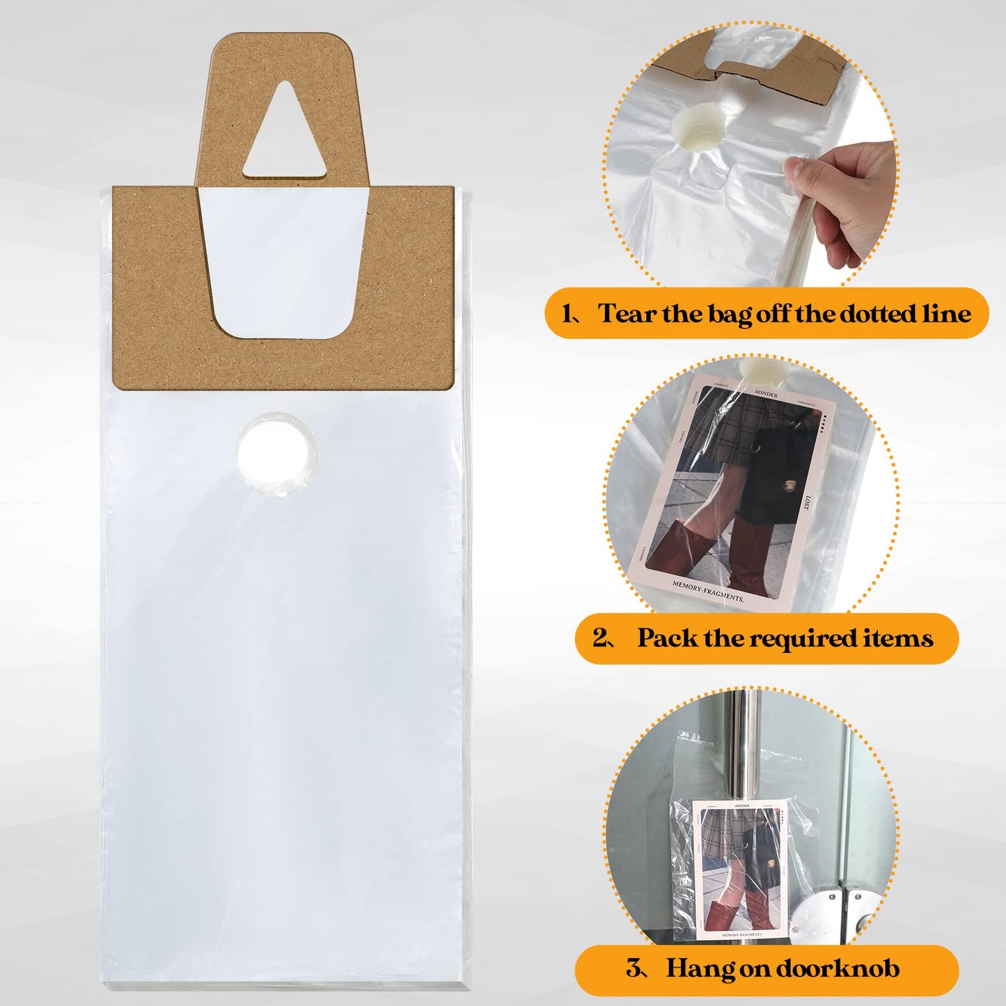 Henoyso 1000 Pcs Door Hanger Bags Plastic Clear Door Knob Hanger Bags Waterproof Poly Newspaper Packets Bulk Flyers Brochures Notices Printed Materials (6 x 12 Inch)