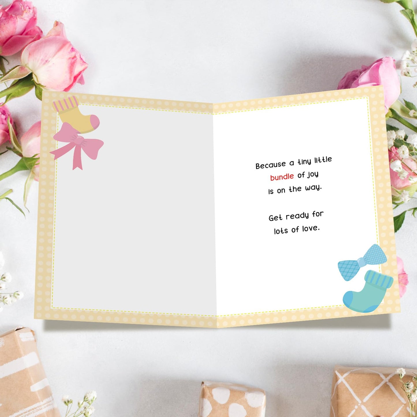 FANCYLUCKY Cute Baby Shower Card for Girl, New Baby Girl Card Gifts for Expecting Mom Parents, Printed Message Inside with Envelope