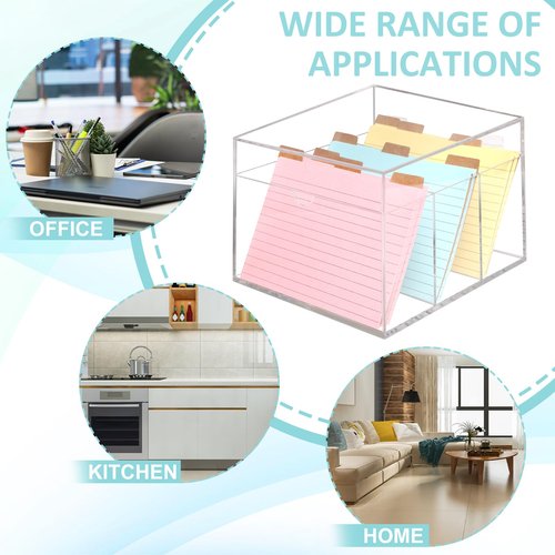 4x6 Index Card Holder Acrylic Index Card Organizer Clear Index Card Box Flash Card Holder with 5 Index Card Dividers Recipe Cards Holder Notecard Storage Box 150 Ruled Cards Stickers For Office Desk