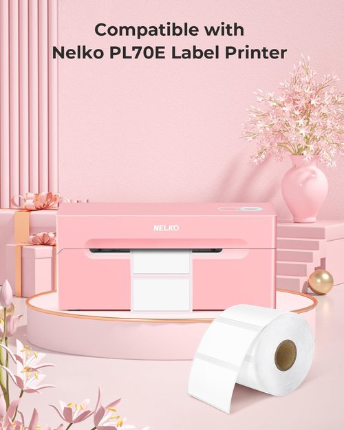 Nelko Direct Thermal Barcode Labels - Self-Adhesive 2.25" x 1.25" | 1000 White Labels for PL70E Printers