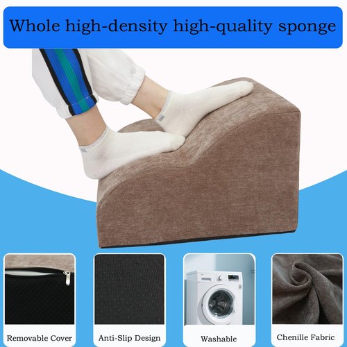 OpyTikar Foot Rest for Under Desk at Work.Multifunctional 3-Tier Foot Stool,with Washable Footrest.for Under Desk,Office Chair Gaming Chair & Sofa,Leg Elevation Pillow,Supports Posture-Brown
