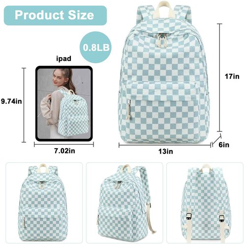 Bluboon School Backpack Set Girls Womens Laptop Bookbag Casual Daypack Fits 15 inch Laptop with Lunch Tote Bag and Pencil Bag