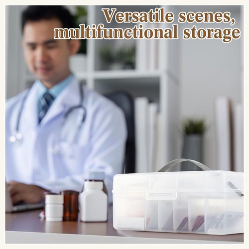 Honeydak Clear Plastic Bandages Organizer - Large 2-Tier First Aid Box for Home, Office & Travel