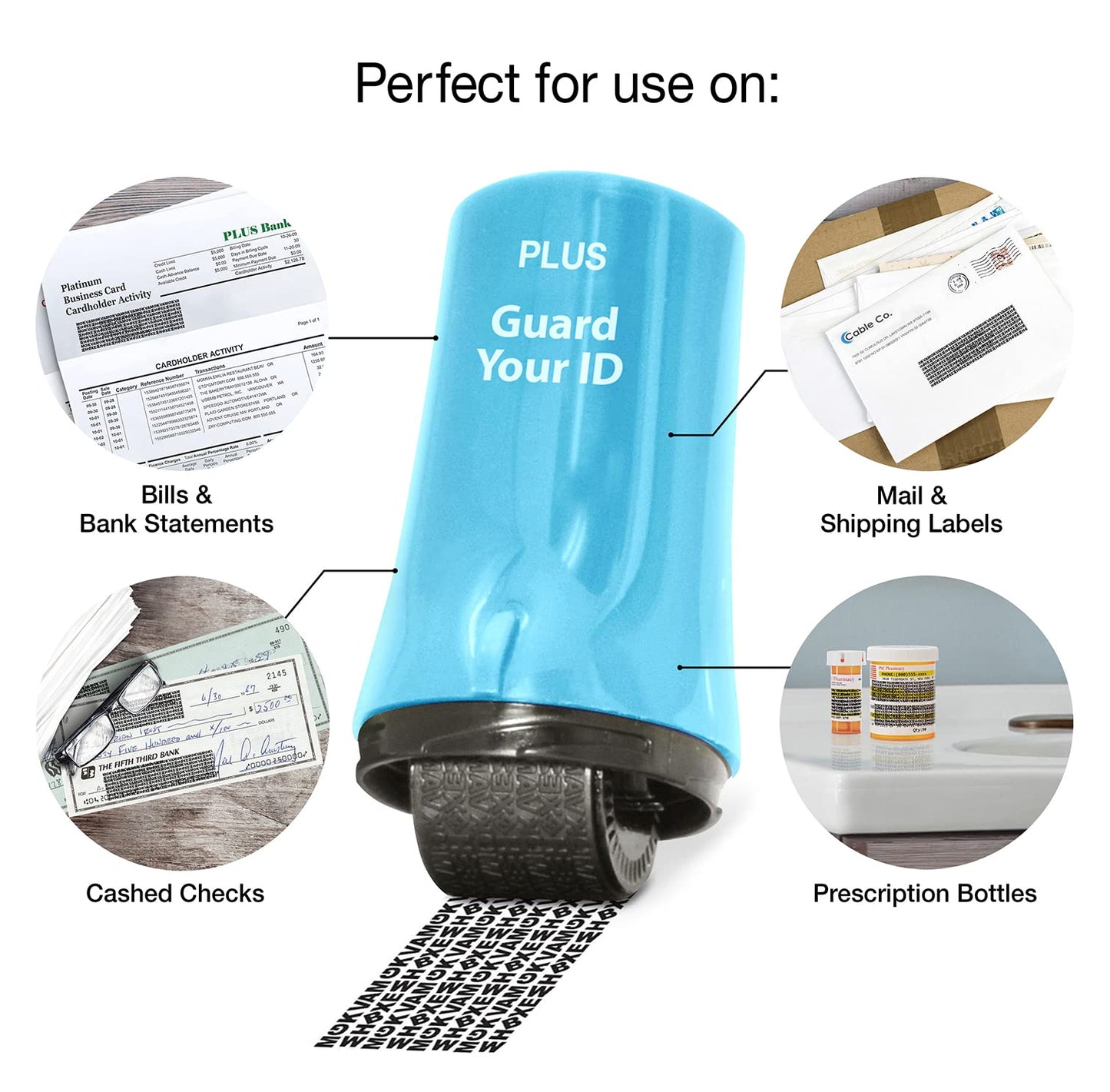 Guard Your ID Advanced Roller 3-Pack — Identity Theft Protection Stamp, Privacy Roller for Mail, Documents & Labels, Shredder Alternative, 1,000 Impressions per Roller (Turquoise, Green, White)