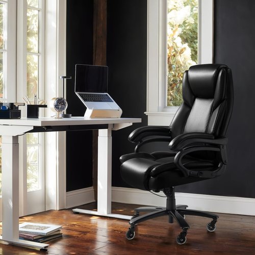 Waleaf 500lbs Big and Tall Office Chair, Heavy Duty Chair for Heavy People, Adjustable Ergonomic Lumbar Support Executive Chair, Large High Back and Quiet Rubber Wheels