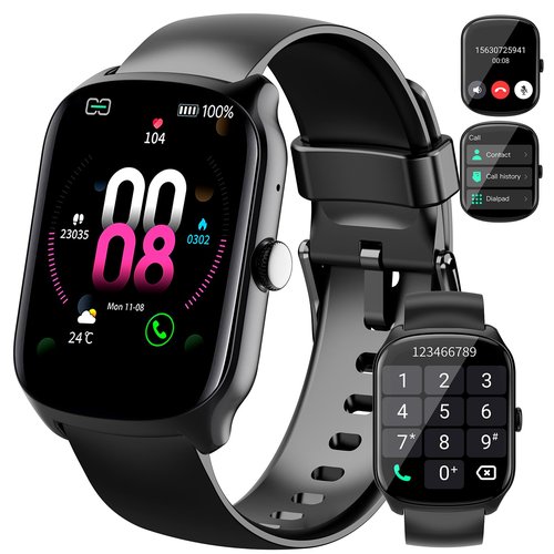 Qecnato Smart Watch for Men Women, 1.95" HD Curved Screen Smartwatch, Heart Rate/Sleep Monitor Fitness Watches, 112+ Sports Modes Activity Trackers, IP68 Waterproof Watch for Android iOS, Black