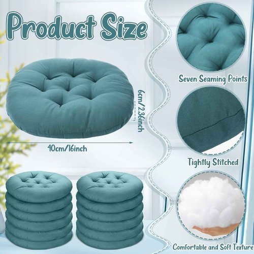Fumete 12 Pcs Floor Pillows Cushions Seating 16 x 16 Inches Color Round Seat Reading Floor Chair Cushions for Kids Adults Classroom Home School Playing Supplies(Peacock Blue)