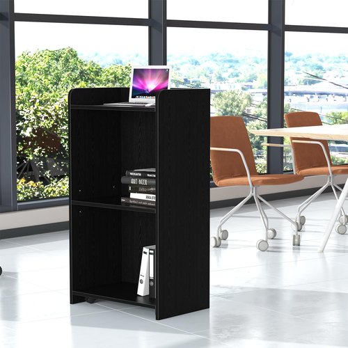 aboxoo Podium Stand - Portable Podium Stand with 4 Rolling Wheels, Pulpits for Churches with Adjustable Shelf, Hostess Stand, Mobile Teacher lecterns & podiums for Church, Classroom, Office (Black)