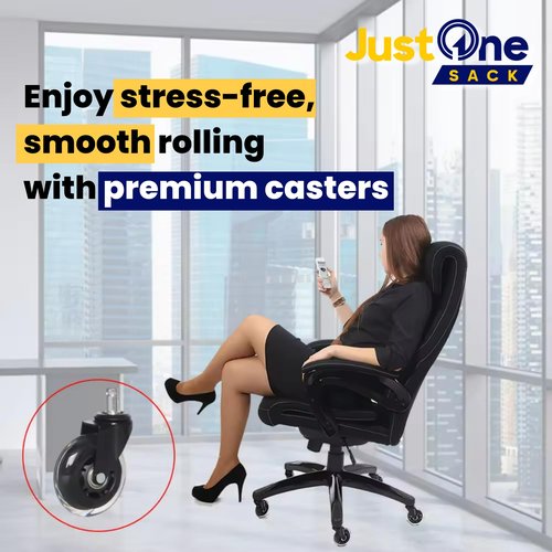 Just One Sack 3 Inch Office Chair Caster Wheels, Heavy-Duty PU, Safe for All Floors, Scratch-Free, Quiet and Smooth Rolling, Universal Fit, Set of 5