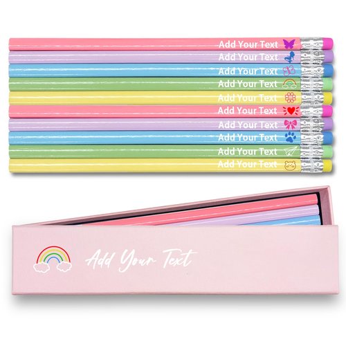 Spricoz 15pcs Personalized Pencils with Gift Box - Back to School Supplies for Kids - Custom Pencils Bulk with Name Text Logo - #2 Triangular lápices - Back to School Gifts for Students Teachers