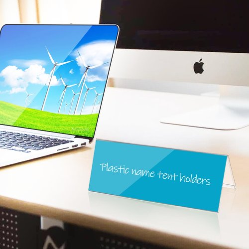 30 PCS Clear Table Card Holders 8.6" x 4" Acrylic Name Plates for Desks Table Tents Name Tents Table Name Cards Clear Office Desk Accessories Business Conference Meeting Room School Display Stand (30)