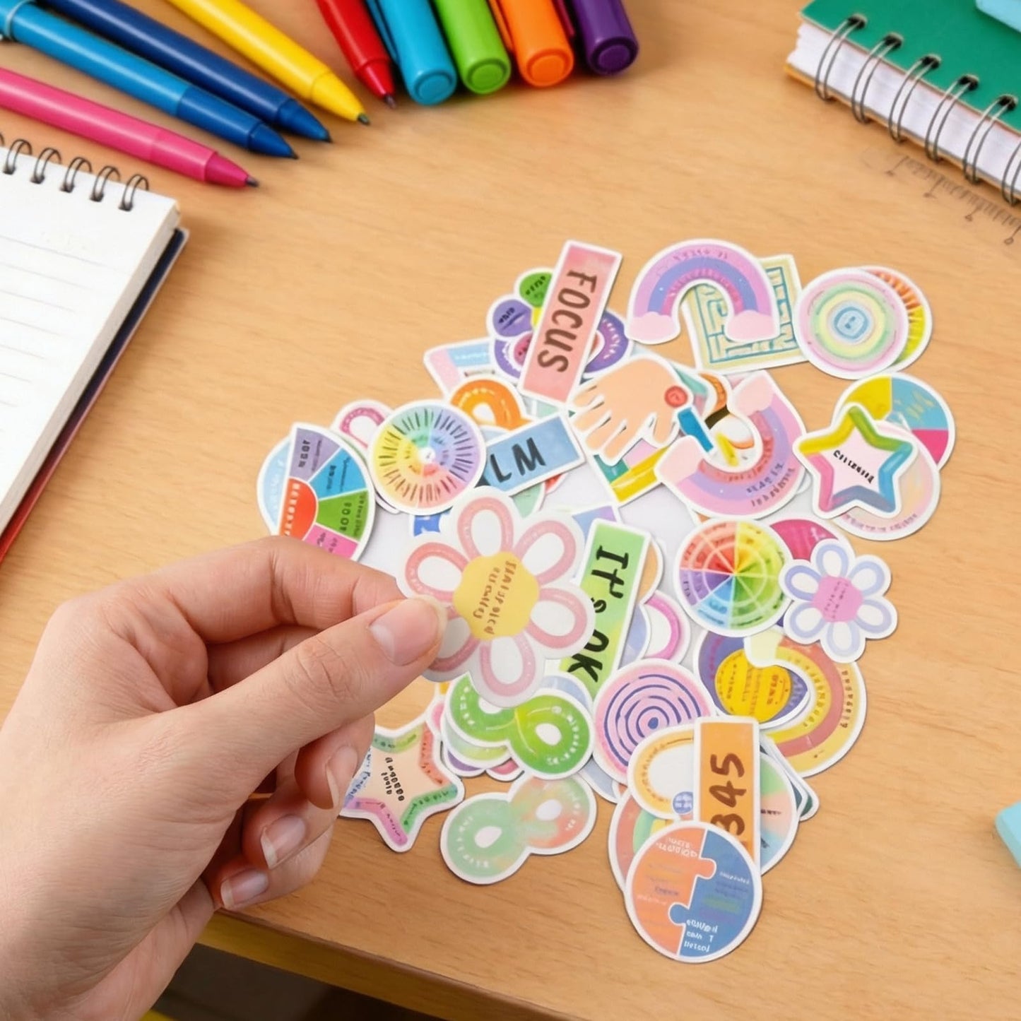 60 Pcs Anxiety Sensory Stickers, Texture Calming Mood Fidget Stickers, Stress Anxiety Relief Calm Stickers for Adults, Must Haves Laptop Supplies