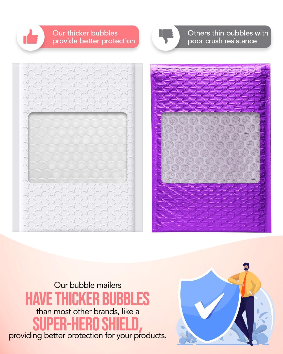 GSSUSA White Bubble Mailers 6X10 Inches 500 Pack, Padded Poly Bubble Mailer, Small Padded Envelopes Strong Adhesion Bubble Envelopes,Self-Seal Mailing Envelopes for Small Business,Package Supplies