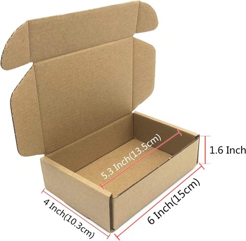 Small Cardboard Shipping Box Mailers 6x4x1.6 Inch Corrugated Packaging Storage Boxes 100 Pack (Inside Size: 5.3 x 3.8 x 1.5")