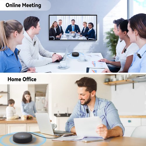 ZHUOSHENG Conference Speaker and Microphone, USB Speakerphone with 10 Mics, 360° Pickup&Noise Reduction, Portable Conference Room Omnidirectional Microphone for 10 Compatible with Leading Platforms