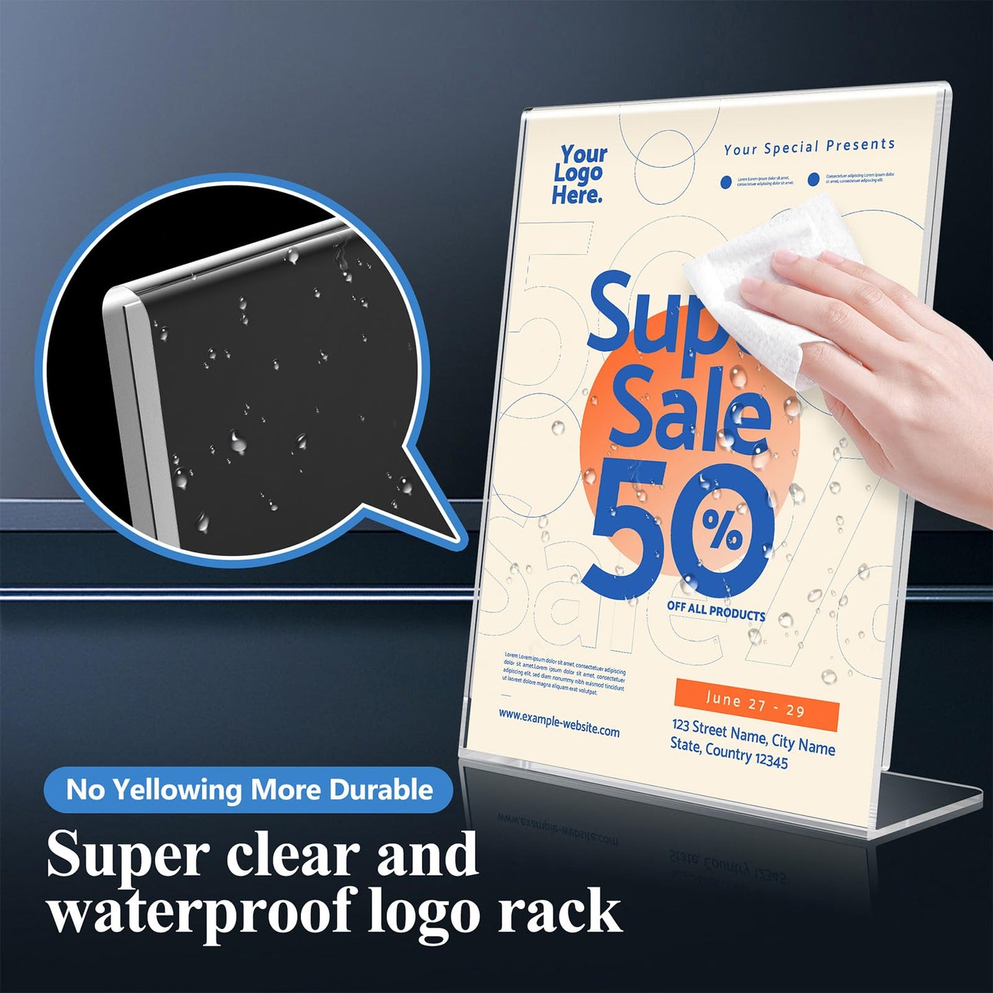 Eocnrhe Acrylic Sign Holder 8.5 x 11 12 Pack, Double-Sided Clear Sign Holder Plastic Stands for Display, Table Sign Stands, L Shape Flyer Holder