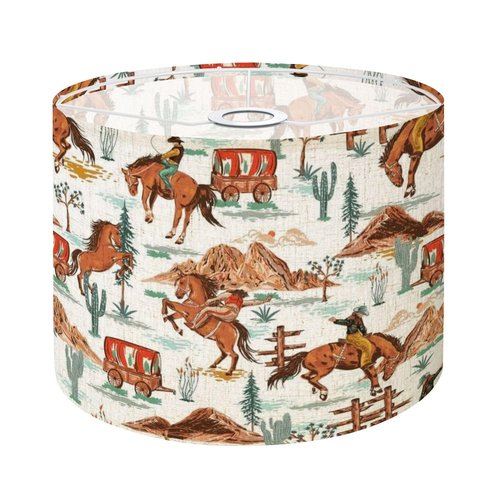 Cowboy Lampshades Western Lamp Shades Boho 1 Pack Stylish western Cowboys rodeo vintage from wild west rural Light Shade for Table Lamps Floor Lamps Drum Lamp Shades Lampshade Replacement