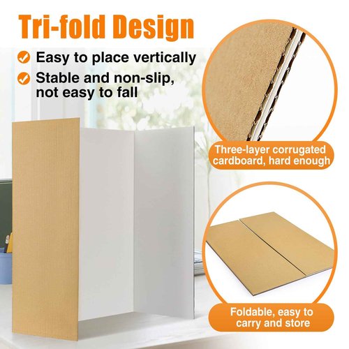 8 PCS Trifold Poster Board- Extra Large 48" x 36" Tri Fold Display Board Hard & Thick White Presentation Cardboard for Science Fair, School Projects, and Business Presentations Supply