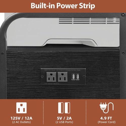 3-Tier Printer and Shredder Stand with Pull Out Shelf, 20" L x 14" W x 34" H Floor-Standing Printer Shredder Stand with Power Outlet, Printer Stand with Shredder Storage, Office Storage Rack