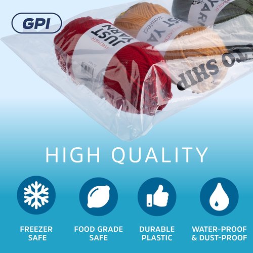 GPI - Pack of 200 9" X 12", Clear Self Seal Poly Bags - 1.5 Mil Polybags with Permanent Adhesive Strip & Suffocation Warning for Packaging T Shirts & Clothing. Perfect for Shipping Supplies with FBA