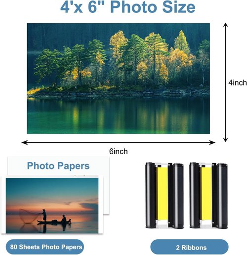 Liene Ink Cartridges & Photo Paper Refill - 2 Cartridges & 80 Sheets for M100/M200/M110/M210