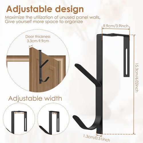 XYDHQS 8Pcs Cubicle Wall Hooks, Adjustable Double Cubicle Fabric Hooks with Screwdriver, Space Saving Metal Hanger for Hanging Clothes Hats Towel, Suitable for Most of The Partition Panels