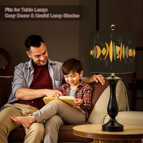 Retro Atomic Lampshades Lamp Shades set of 2 Mid century modern vivid colors abstract composition for Light Shade for Table Lamps Floor Lamps Drum Lamp Shades Lampshade Replacement